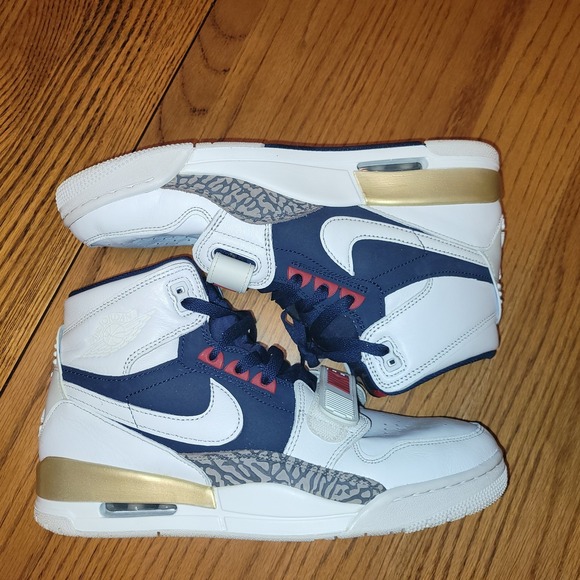 Jordan Legacy 312 Dream Team AV3922-101 White Navy Red Gold Sz 10.5 - Picture 8 of 13